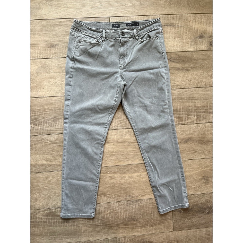 J Jill Denim Jeans Authentic Fit Slim Ankle Cotton Blend Denim Gray Size‎ 12 EUC